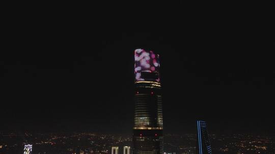 上海中心大厦夜景4K航拍原素材