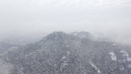 杭州灵隐雪下雪航拍