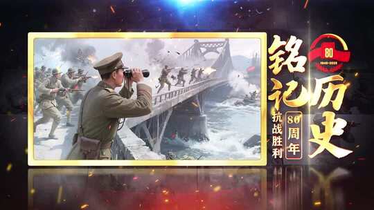 抗战胜利80周年大气照片墙图文片头