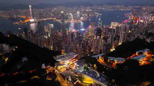 香港夜景航拍，4k高清，城市夜景视频素材模板下载