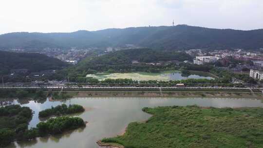 航拍长沙橘子洲头湘江两岸江景城市天际线