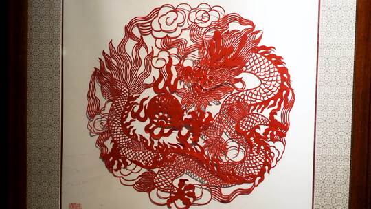 中国传统非遗文化，剪纸工艺，龙年龙元素