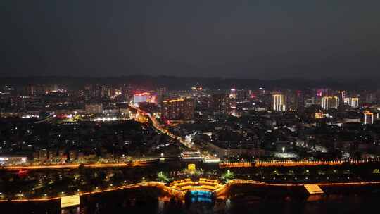 陕西安康夜景安康移民博物馆夜景航拍