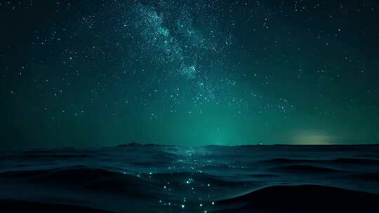 夜晚海面和星空