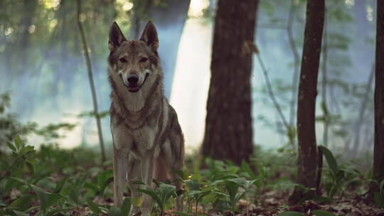 野狼生活在森林里