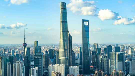 航拍上海陆家嘴外滩建筑群