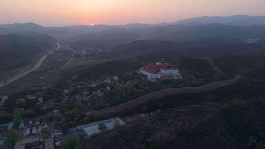 承德小布达拉宫普陀宗乘之庙夕阳下航拍