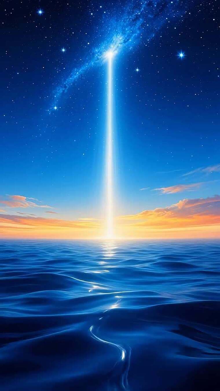 海面星空光线梦幻场景