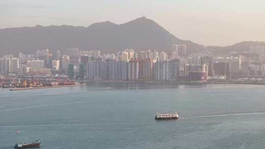 香港维多利亚港清晨航拍