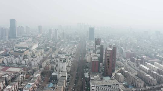 航拍山东淄博城市风景