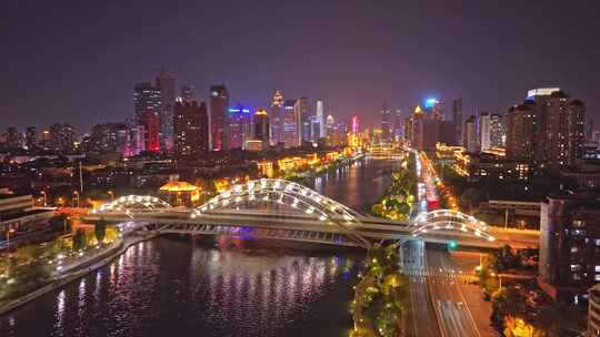 天津直沽桥夜景航拍