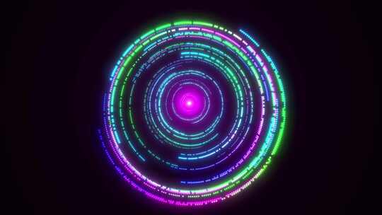 霓虹灯圆点动画与发光线动画与数字点在黑色