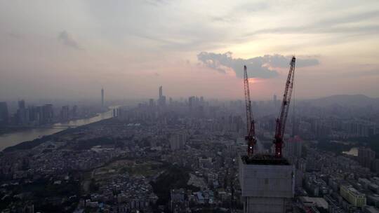 广州天河金融城地产建设吊塔绿地中心视频素材模板下载
