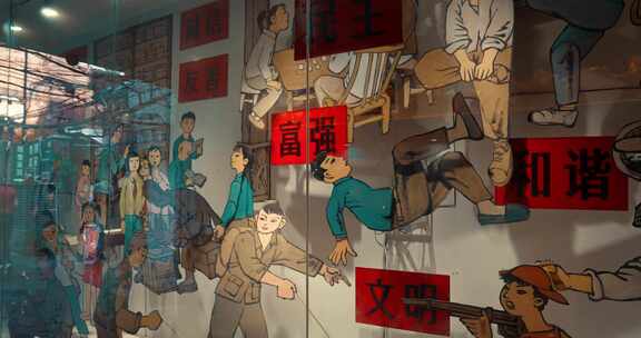 老上海墙画