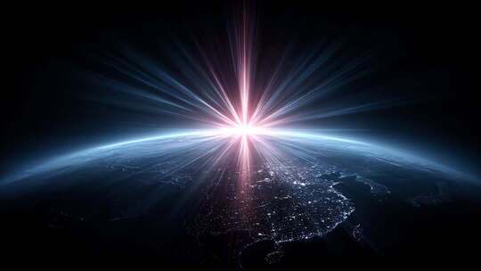 地球光芒四射未来科技感十足