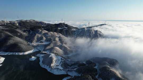 广西全州天湖雪景平流雾视频素材模板下载