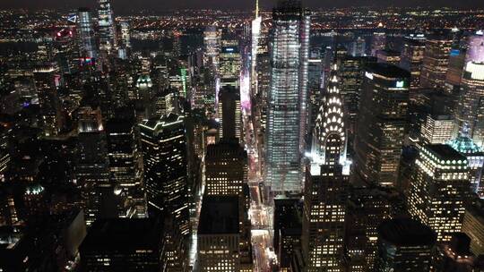 鸟瞰夜晚的纽约
