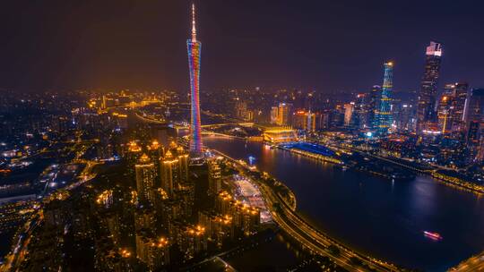 8K广州繁华CBD广州塔珠江夜景城市宣传延时