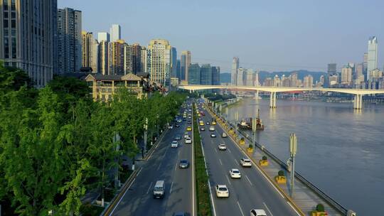 重庆江北北滨路实拍画面