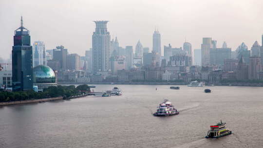 中国黄浦上海堤岸外滩延时