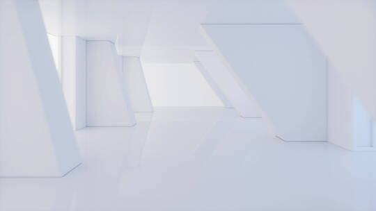 白色室内未来感隧道3D渲染视频素材模板下载