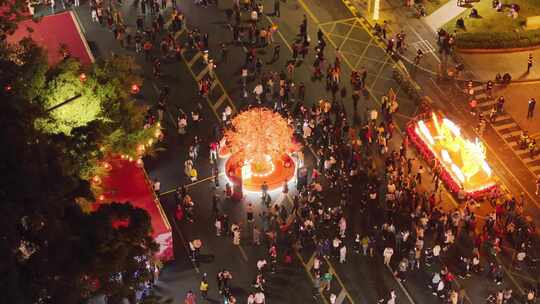 深圳罗湖爱国路迎春花市航拍视频素材模板下载