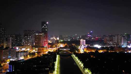 航拍安徽合肥夜景合肥老城区夜景