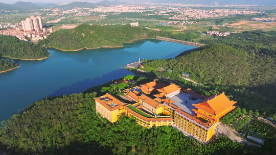 粤港澳大湾区珠海金台寺山水中航拍