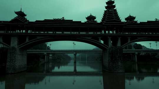 侗族风雨桥视频素材模板下载