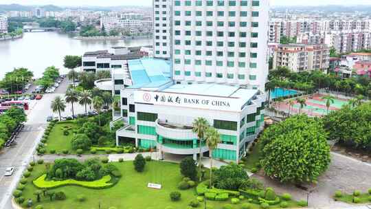 开平中国银行、江门国际金融大厦航拍