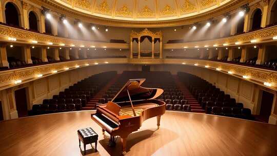 金色音乐厅钢琴演奏背景4K