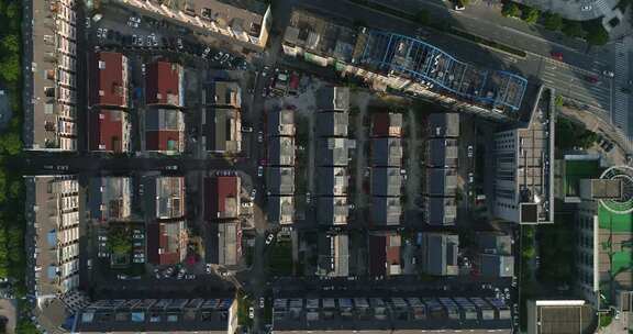 居民区鸟瞰航拍画面