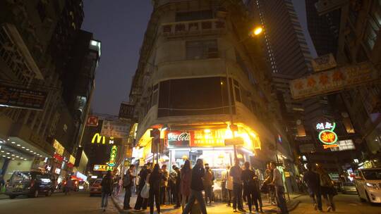 香港繁华街道夜景