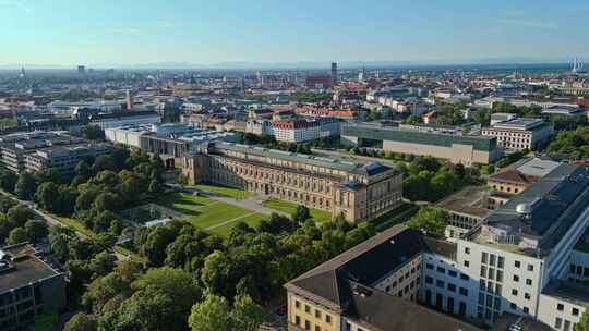 慕尼黑，德国，市中心，广泛建立无人机射击