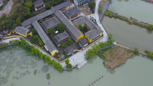 浙江宁波慈溪鹤鸣古镇金仙寺航拍