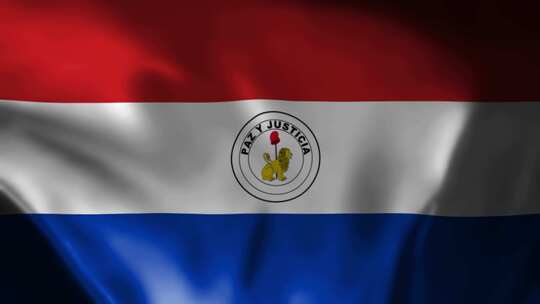 巴拉圭挥舞国旗。巴拉圭国旗。巴拉圭挥舞国视频素材模板下载