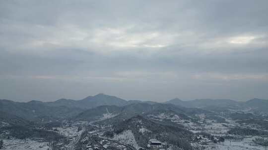 航拍自然风光冬季乡村田野