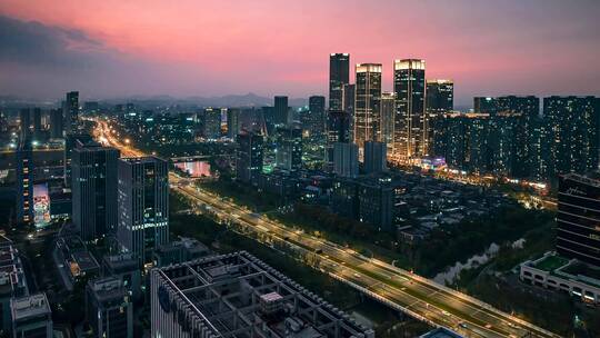 杭州城西未来科技城夜景车流延时1