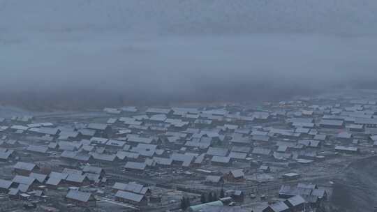 新疆禾木村雪景航拍视频素材模板下载
