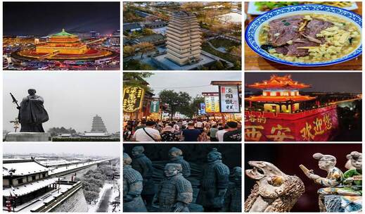 陕西西安等城市地标风景航拍宣传片高清在线视频素材下载