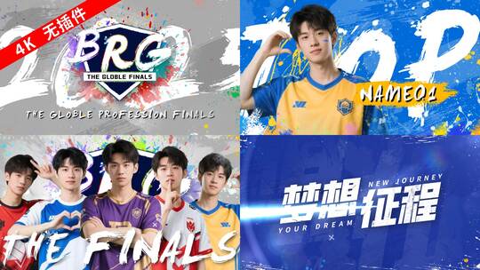 蓝5人物介绍水墨体育游戏笔刷破涂鸦战队黄高清AE视频素材下载