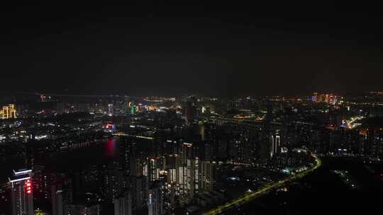 珠海航拍城市夜晚珠海夜景晚上城市建筑风光