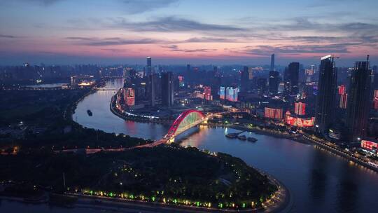 武汉长江大桥夜晚视频素材模板下载