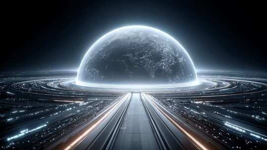 未来城市道路环绕地球科技感十足