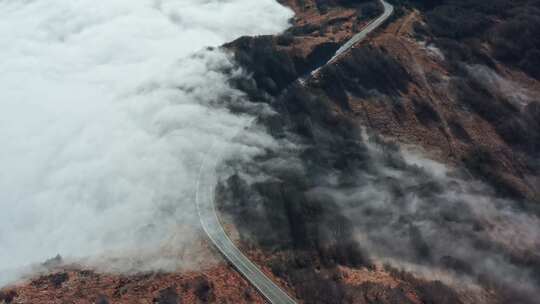 山脉，道路，无人机，地平线