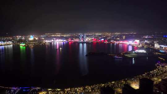 临港自贸区夜景 滴水湖夜景全景