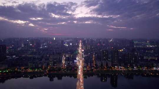 湖南省衡阳市城市夜景航拍