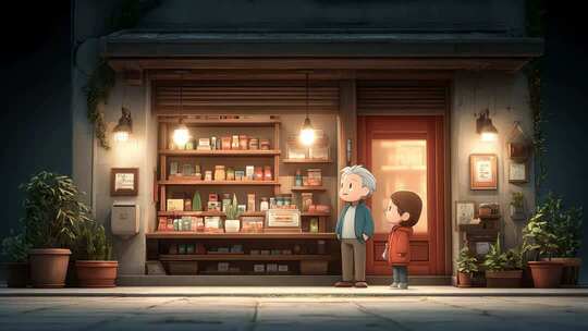 温馨街角小店与老人孩子的治愈相遇