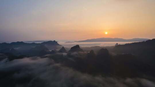 美丽中国美丽武夷山的日出航拍茶叶画面视频素材模板下载