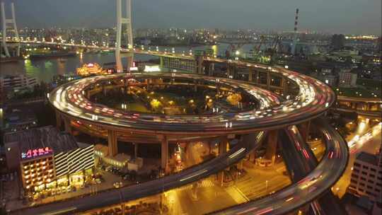 上海南浦大桥日转夜延时视频素材模板下载